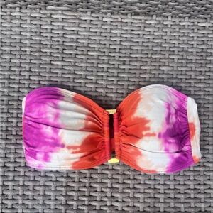 La Blanca Rod Beattie  Tie Dye Bandeau twist Swim Top Size 6 Bikini Pink Orange